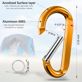 sprookber Llavero de Clip de mosquetón de 3 Pulgadas, Clip de Anillo en D, Clip de Llavero Caribeener, Gancho de Resorte para Bolsa/Hebilla, Juego de 10 (Dorado)