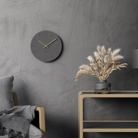 Cander Berlin MNU 2630 G Wall Clock MDF Silent without Ticking Noises 30 cm Analogue Living Room Modern Vintage Grey Anthracite Wooden Hands