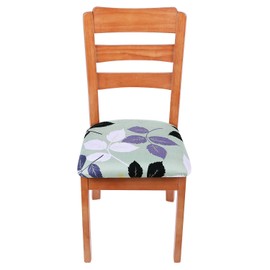 Homaxy Stretch Chair Seat Covers for Dining Room Set of 2, Elastic Dining Chair Seat Protector Cover Removable Washable Chair Slipcovers with Ties, Green Leaves