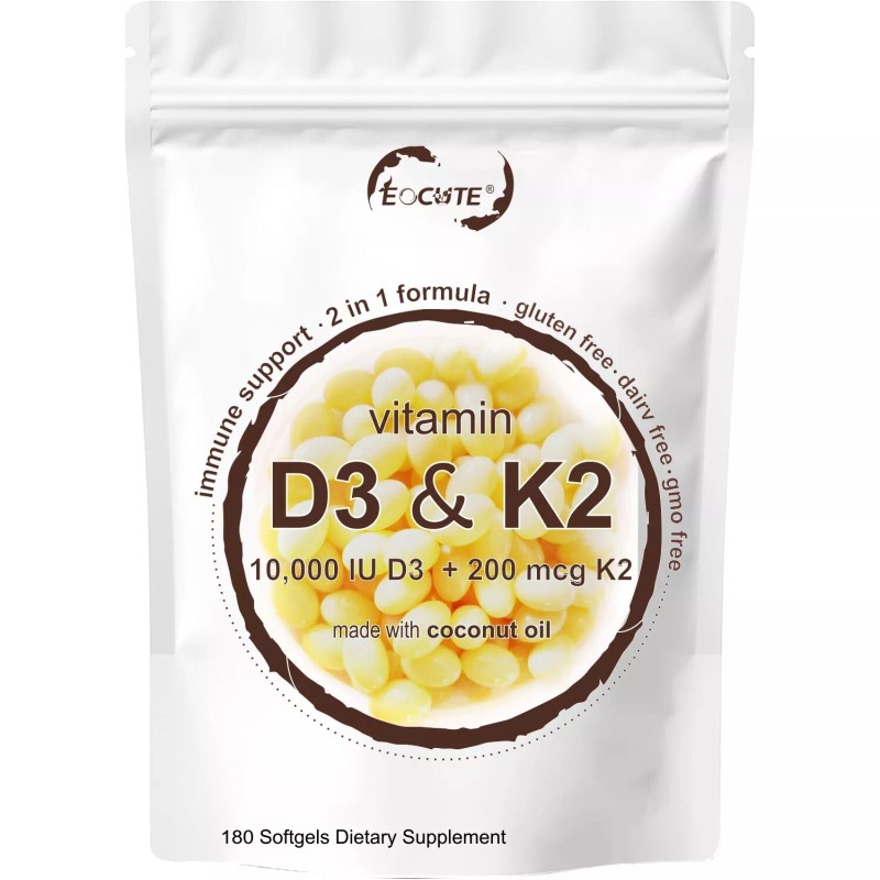 Eocute Vitamin D3 10000 iu Plus K2 (MK-7) 200 mcg,