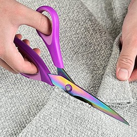 HIGHROCK Premium Tailor Scissors Titanium Soft Grip Sewing Scissors Set for Fabric Leather Dressmaking Crafting household sewing scissors set(1 Set of 3) (Purple)