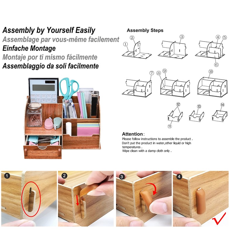 EXERZ Wooden Desk Organiser/Desk Tidy Caddy/Pen Holder - Remote Holder