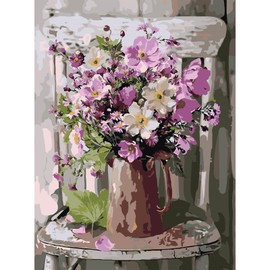 AIRDEA Bouquet Chair Painting by Numbers Adults, DIY Painting by Numbers, Hand Painted Oil Painting Kit for Beginners Adults with 3 Brushes and Acrylic Paint, Interior Decoration 30 x 40 cm