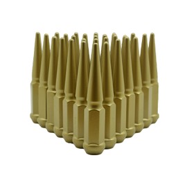 20 Pc Powder Coated Gold Spike Lug Nuts | M14x1.5 | 4.5 inch Tall | 1 Piece Construction | Compatible with RAM 1500 New Models+ More