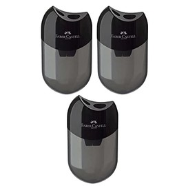 Faber-Castell - 183500 - Double Sharpener - Housing Colour: Black/Transparent (3 Sharpeners)
