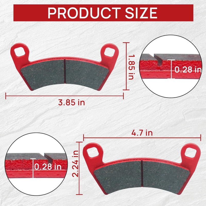 Upgraded Brake Pads Front and Rear Compatible with Polaris Ranger