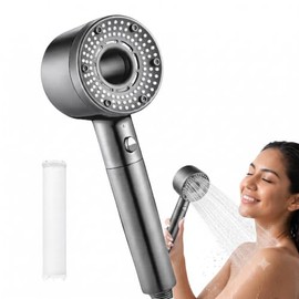 Cabezal de Ducha de Alta Presión con Filtro Purificador Anti-Cloro Regadera de Baño Ahorradora de Agua, Incluye 3 Filtros Repuesto y Sistema de Filtra