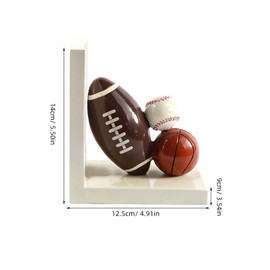 IMIKEYA Resin Bookend Book Stopper Football Basketball Heavy Duty Non-Skid Bookend for Room and Office Book Shelf Decor