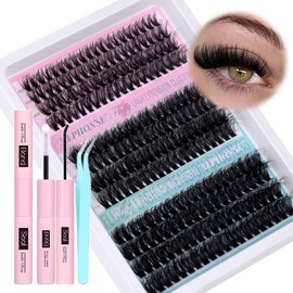Fluffy Lash Clusters Kit 40D+60D+80D Volume Cluster Eyelash Extensions Kit 10-20MM Eyelash Clusters D Curl Eye Lash Extension Lash Kit with Bond and Seal Lash Glue by ALPHONSE