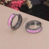 CiNily Black Hoop Earrings Huggie Earrings Purple Opal Earrings Black