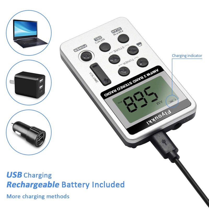 Pocket Small Radio by Flyoukki, Personal Mini AM FM Portable