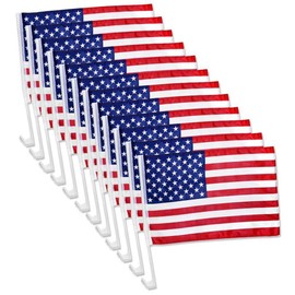 Julysgift US American Patriotic Car Window Clip USA Flag 17" x 12" (12 Counts)