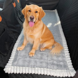 WTHAVEN Dog Car Seat Cover for Back Seat, Dog Bed for Car, Fit for Backseat Extenders, Car Seat Protector, Nonslip Soft Durable for Cars Trucks and SUVs (Light Gray and White, 24.8"*54")