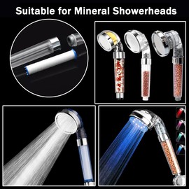 Spray Shower Head Filter with Mineral Beads, High Pressure Handheld Filtered Bead Shower Head Filter for Hard Water, Reduces Dry Itchy Skin & Hair Loss, 4.5in Set of 6 Replacement PP-Cotton Filter
