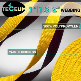 TECEUM 1 Inch Webbing – Honey Yellow – 10 Yards – 1” Webbing for Climbing Outdoors Indoors Crafting DIY nw