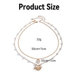 WANGENPING 2 Pieces Shell Necklace, Shell Jewellery, Bohemian Puka Layered Starfish Shell, Choker Necklaces, Surfer Necklaces, For Women, Summer, Beach, Holiday, Beach, Surfer Jewellery