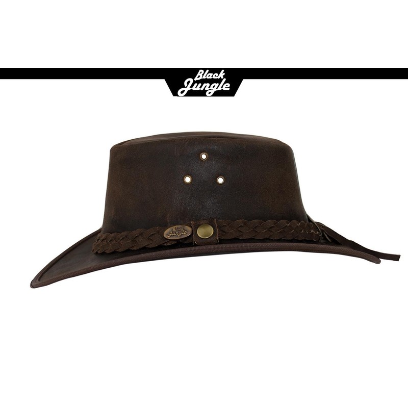 Black Jungle Balat Leather Western Hat Australia Cowboy Hat, brown