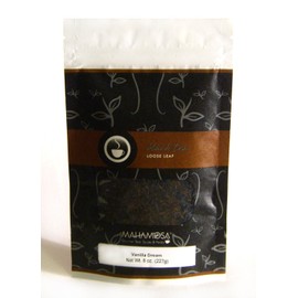 Mahamosa Flavored Black Tea Blend and Tea Filter Set: 8 oz Vanilla Dream Black Tea, 100 Loose Leaf Tea Filters (Bundle- 2 items)(Tea Ingredients: Black tea, flavoring, vanilla pieces )