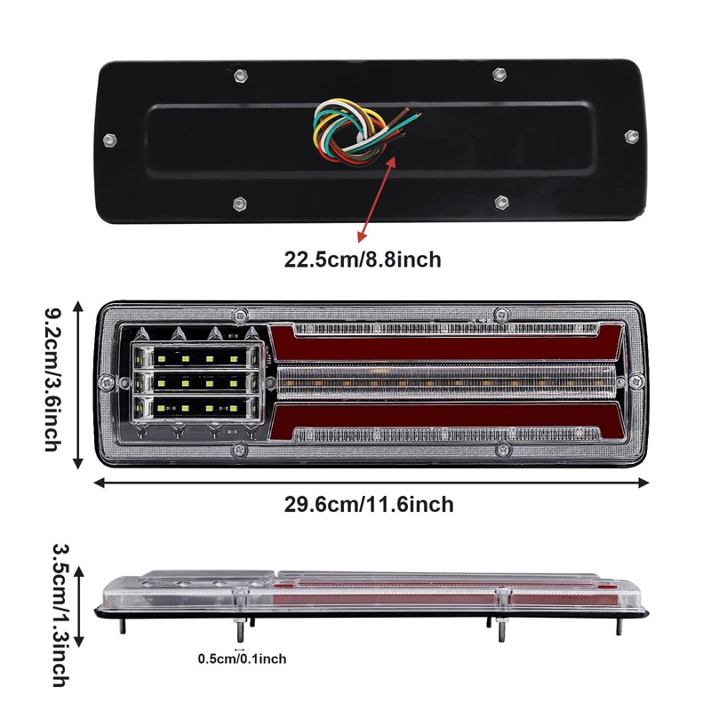 Biqing Trailer Brake Lights 24V Rear Tail Lights, 2PCS Truck