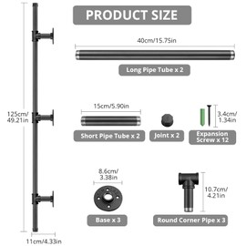 Tanice Stair Handrail, Hand Rails Stairs, 1.25M Handrails for Stairs, Anti-Slip Banister Rails, Industrial Pipe Clothes Rail, Outdoor Indoor Industrial Pipe Stair Banister for Elder and Child