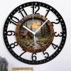 25cm Round Iron Clock Featuring a Set of Chef's Knives