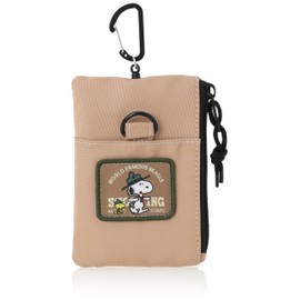 Snoopy yaksn-048 Pass Case, Commuter Pass/Pouch, Small Item, Vertical, Multi-functional, Reel, Carabiner, Eco-Friendly, R-PET Fabric, For School or Work, Women's, Men's, High School, Middle School
