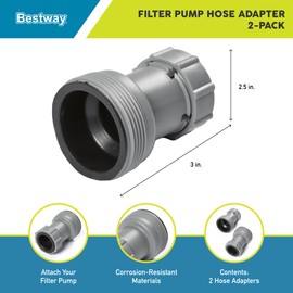 Bestway Flowclear Above Ground Filter Pump Pool Hose Adapter | Hose Diameter Measures 1.5" (38mm) and Connects to 1.25" (32mm) Diameter Pool Valves