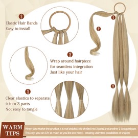 Sofeiyan Lunga Estensione Coda di Cavallo, 76 cm Lunga Coda di Cavallo Intrecciata con Cravatta Coda Capelli Lunghi Sintetico Ponytail Extension per Donne Biondo Cenere
