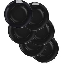 Delling Porcelain Appetizer Plates Set of 6, 7 inch Black Dessert/Salad Plates - Small Dinner Plates for Sides, Snack, Pasta - Kitchen Ceramic Serving Dishes, Microwave, Oven, and Dishwasher Safe