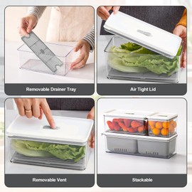 Lille Home The Stackable Produce Saver Set keeps fruits and vegetables fresh longer. With removable drain trays, these BPA-free bins are ideal for refrigerators, cabinets, and pantries