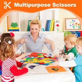 Hnncugty Scissors for Office School Supplies, Hnncugty 8" Scissors All Purpose Bulk Set of 6-Pack, Sharp Shears for Student Teacher Home Craft Sewing Fabric, Desk Accessories Comfort Grip, Right/Left Handed