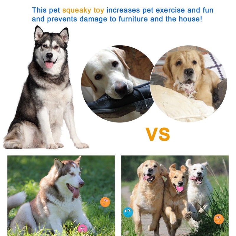 gulucute Dog Squeaky Toys Fun Facial Expression Latex Squeaky Dog