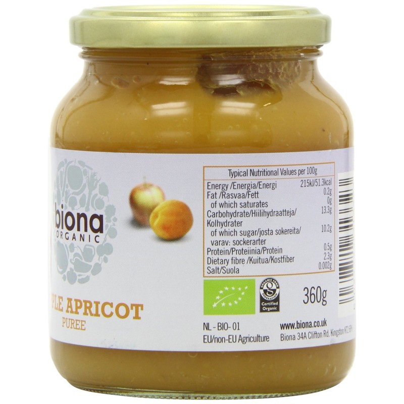 Biona Org Apple Apricot Puree 350g X 6 (Pack of