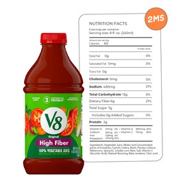 2MS Box with V8 Original High Fiber 100% Vegetable Juice 46 Fl oz 6 Pack