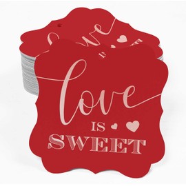 Inkdotpot Pack Of 50 Real Rose Gold Foil Bracket Shape Paper Tags Love Is Sweet Wedding Favor Hang Tags