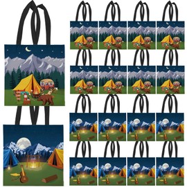 VDESFUEBY 20Pcs Camping Party Favor Bags, Goodie Gift Treat Bags Adventure Non-woven Bag for Camping Forest Theme Party Birthday Decorations Outdoor Supplies