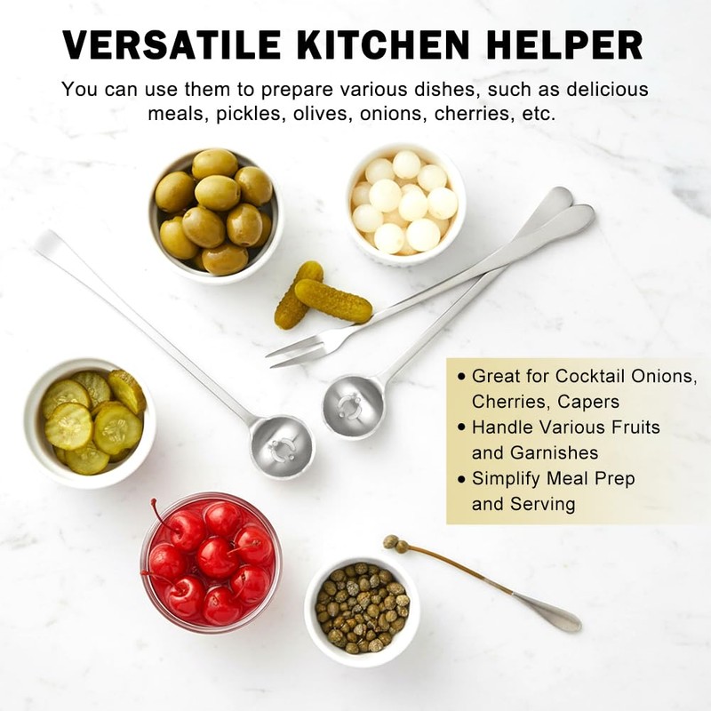 4 Pcs Pickle Fork and Olive Spoon Set for Olives
