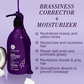 Luseta - Juego de champú y acondicionador morado para cabello rubio, 2 x 16.9 onzas líquidas | Eliminates Brassiness & Tones Gray, Bleached Hair, Neut