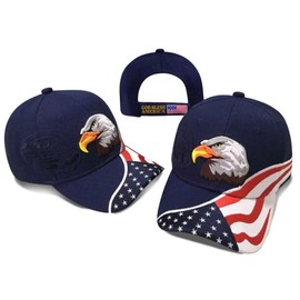 Embroidered America Red, White and Blue USA Ball Cap American Flag Eagle Patriotic Adjustable Strap Back, Multicolured