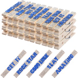 Ecation 30 Pcs Cheerleading Rhinestone Spirit Clips Competition Cheer Pins Clothespins Cheer Charms for Clothes Pins Gifts Team Supplies Party Favors Accessories Bulk Teen Sports Girls(Blue)