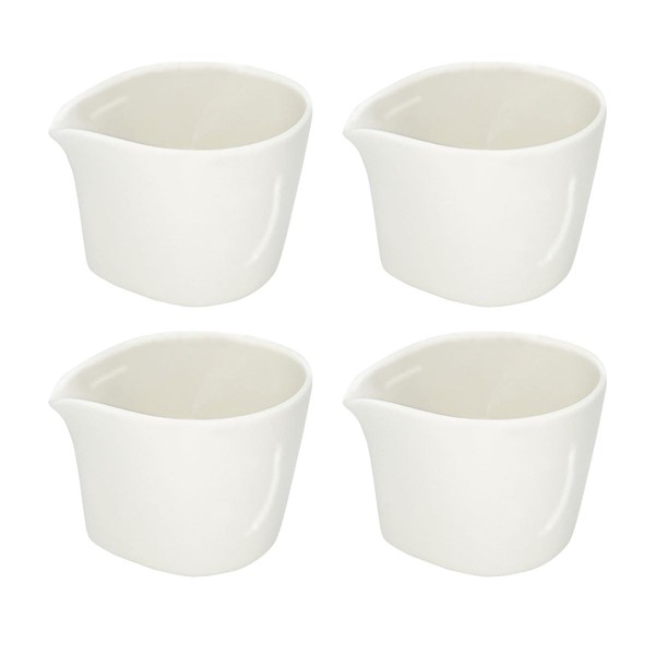 TANZOIJI Ceramic Creamer Pitcher Set, 4 oz, 4 Pieces, White