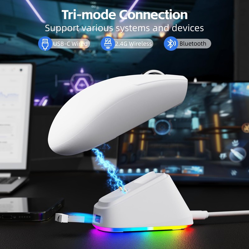 ATTACK SHARK G3PRO Wireless Gaming Mouse with RGB Charging Dock,2.4G/USB-C