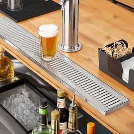 15-Inch Drip Tray for Bar Taps and Beverage Dispensers - Surface Mount Drip Tray - No Drain - Brushed Stainless Steel