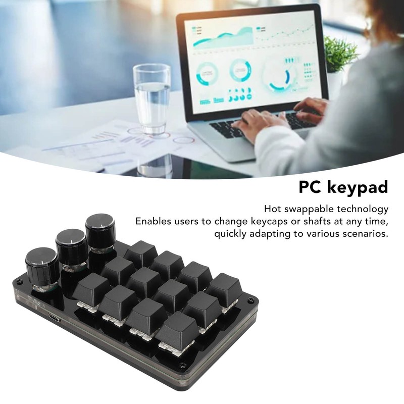 Mini 12 Key Keypad with 3 Knob Custom Programme Hot