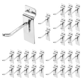 Yauhar 30Pcs 2 Inch Silver Slatwall Panel Hooks, Heavy Duty Slat Wall Hanging Display Hooks Pegboard Metal Hanger Hook for Gridwall Garage Shop Retail