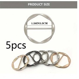 Lohill Pack of 5 Women's Metal T Shirt Clip Buckle Scarf Ring Buckle Clothing Corner Button Metal Round Circle Clip Buckle Clothing Ring Wrap Holder, Metal