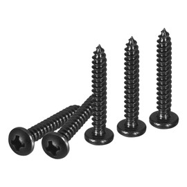 DTGN #7x1" Black Screws - 25Pack - 304 Stainless Steel Pan Head Phillips Screw