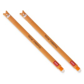 LEGAMI Erasable Gel Pen Corgi, Thermosensitive Ink, 0.7 mm Tip Diameter, 15 cm Length, Black ink (Pack of 2)
