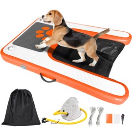 TONKOUM Inflatable Dog Ramp Puppy Boat Ladder, 47” x 31” Floating Dog Dock Ramp for Pool Lake, Non-Slip EVA Surface Platform for Dogs Up to 180LBS