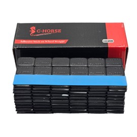 C-HORSE 180 Pcs, 0.50 oz 1/2 oz, Black Adhesive Stick On Wheel Weights, Blue Adhesive Easy Peel Tape (0.50 Oz, Black, 1 Box, 180 Pcs) Wheel Weights Stick On Wheels